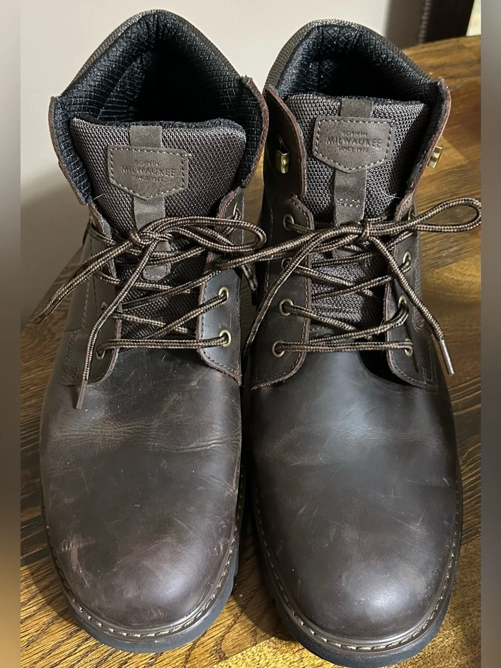 Nunn Bush Dark Brown Leather Lace-Up Work Boot